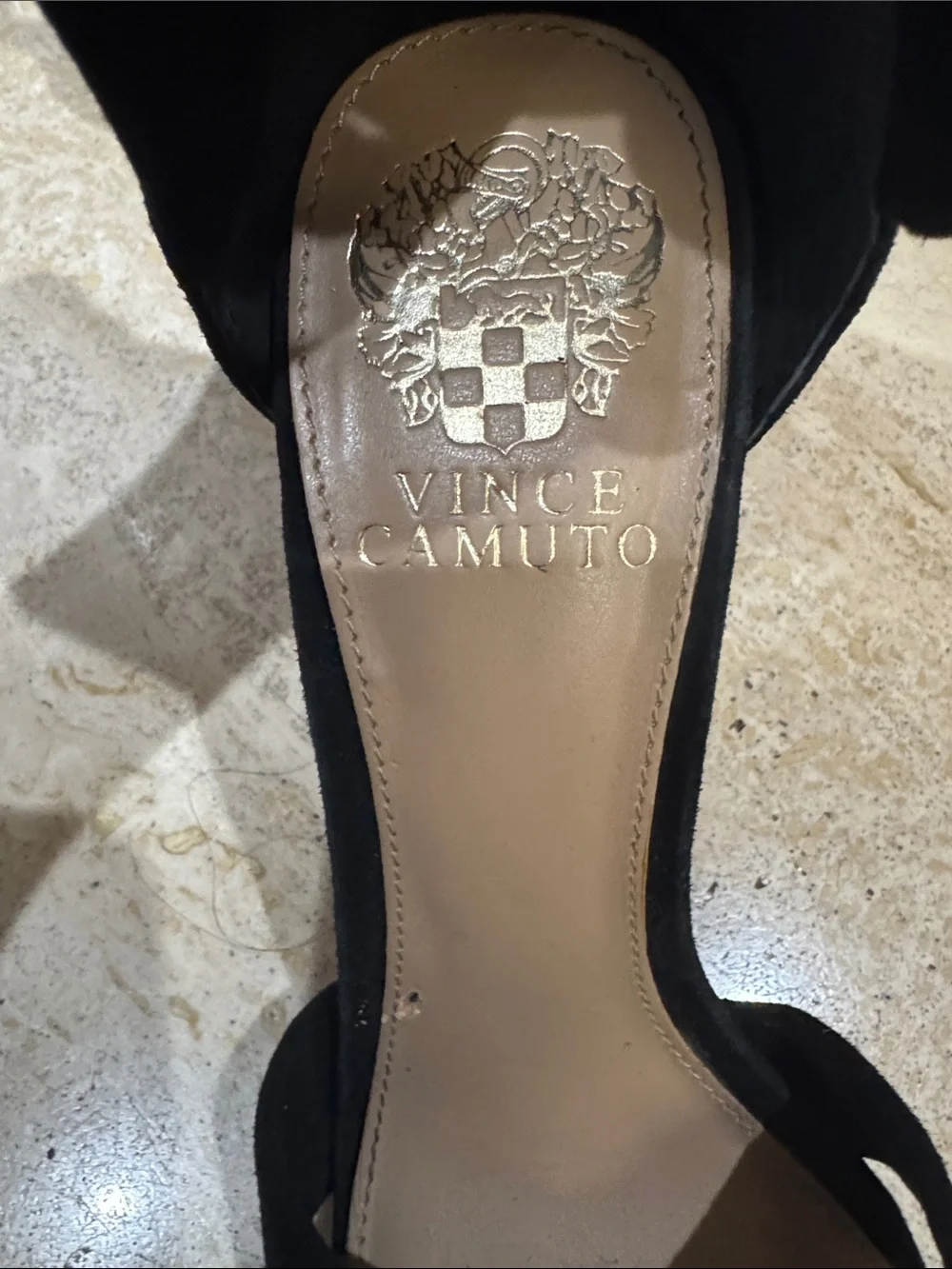Vince Camuto Black Suede Bow Ankle-Strap Stilettos
